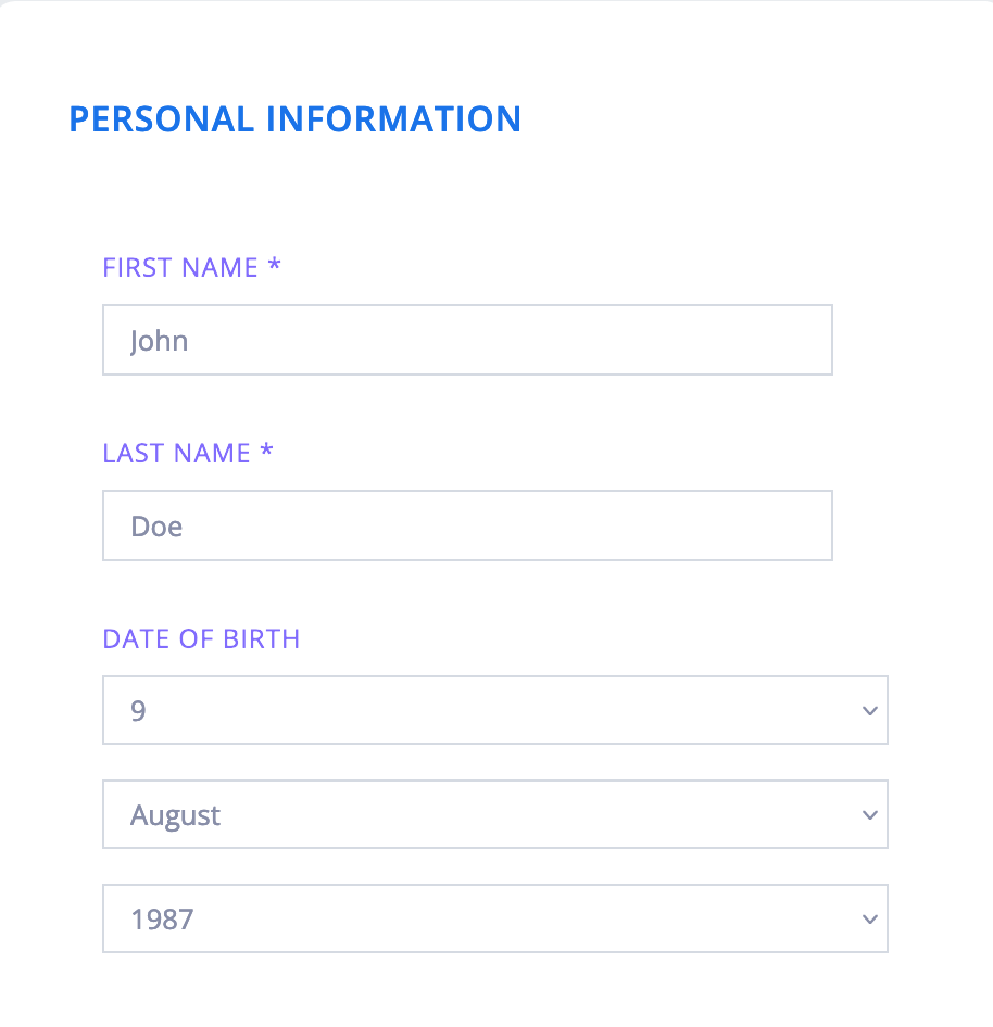 e2c personal info screenshot