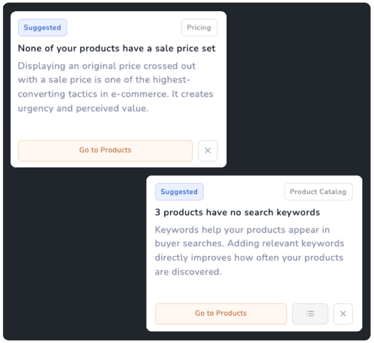 Catalog and content recommendations