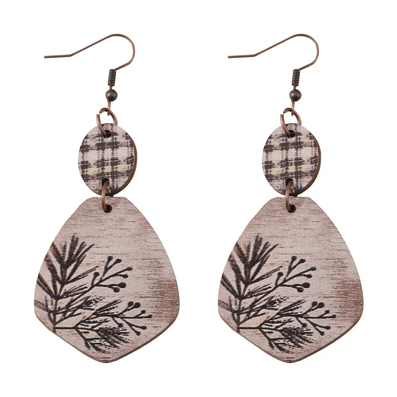 MEKIMI JEWELRY- Retro Style Leaves Wood