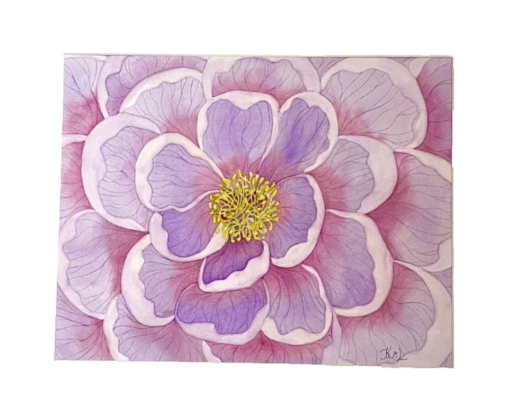 Painting Watercolor Flower Peony Lavender Purple