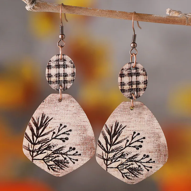 MEKIMI JEWELRY- Retro Style Leaves Wood