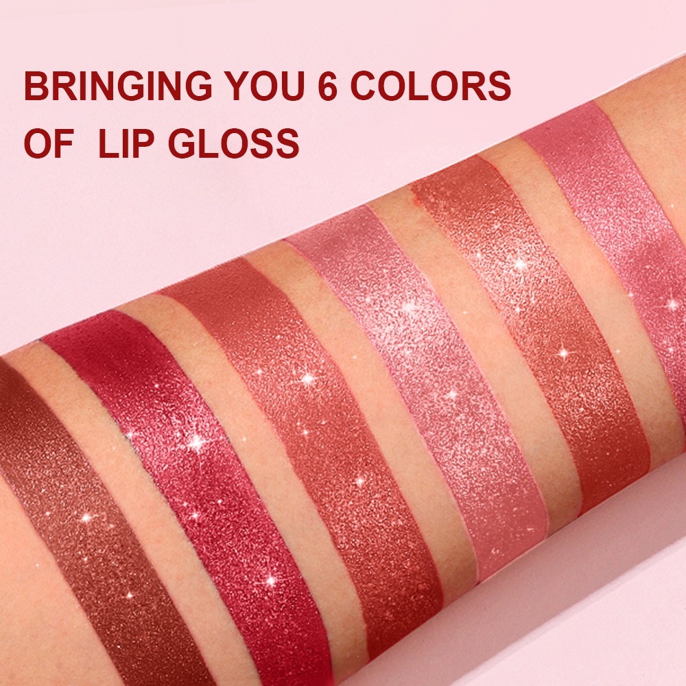 Nude Pink Luxurious Metallic Glitter Lipstick Long