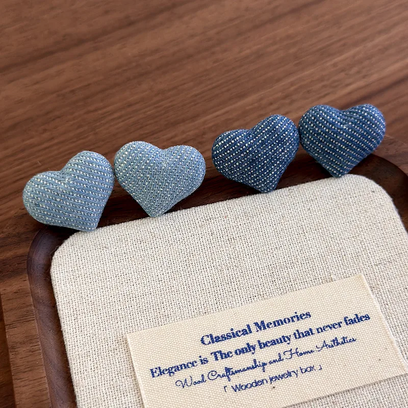 MEKIMI JEWELRY- Retro Denim Blue Heart  Earrings