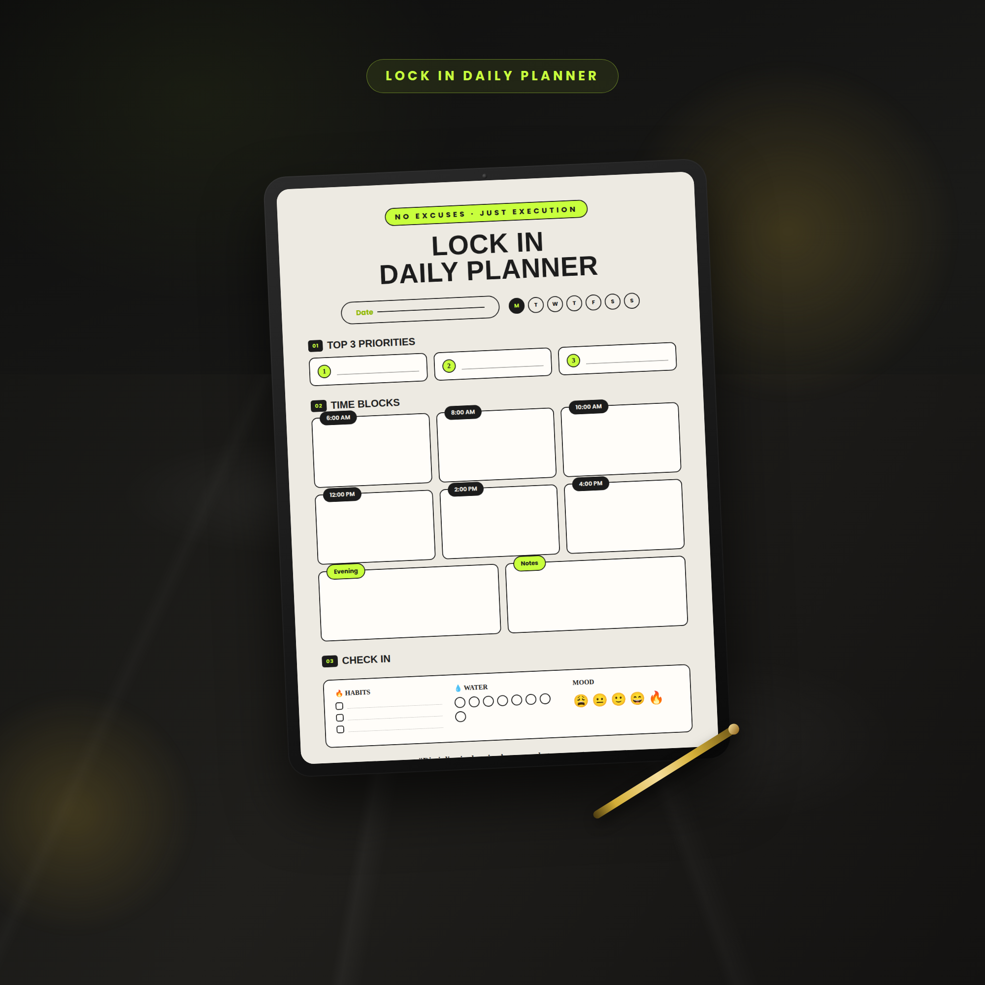 Lock in planner 2026 editable Canva template+PDF