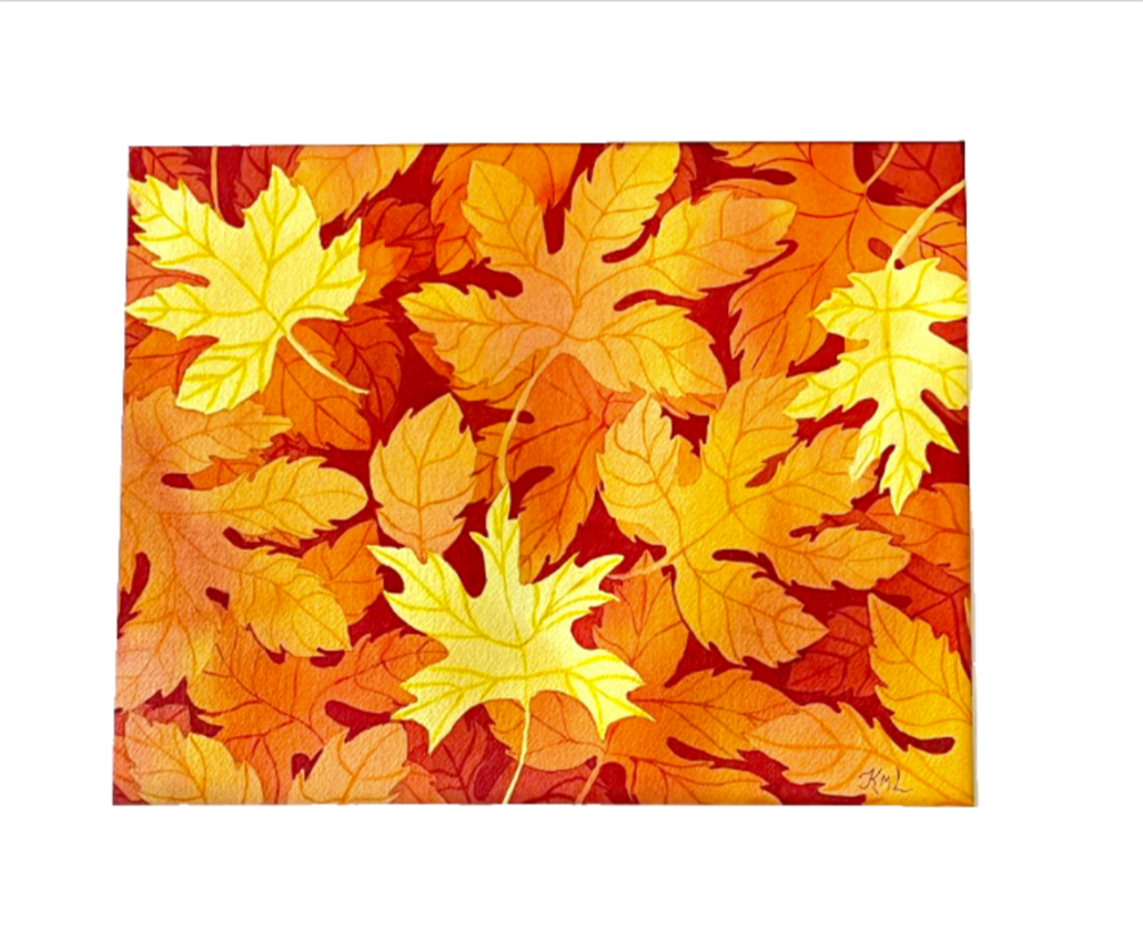 Painting Watercolor Leaves Orange Yellow Red Art