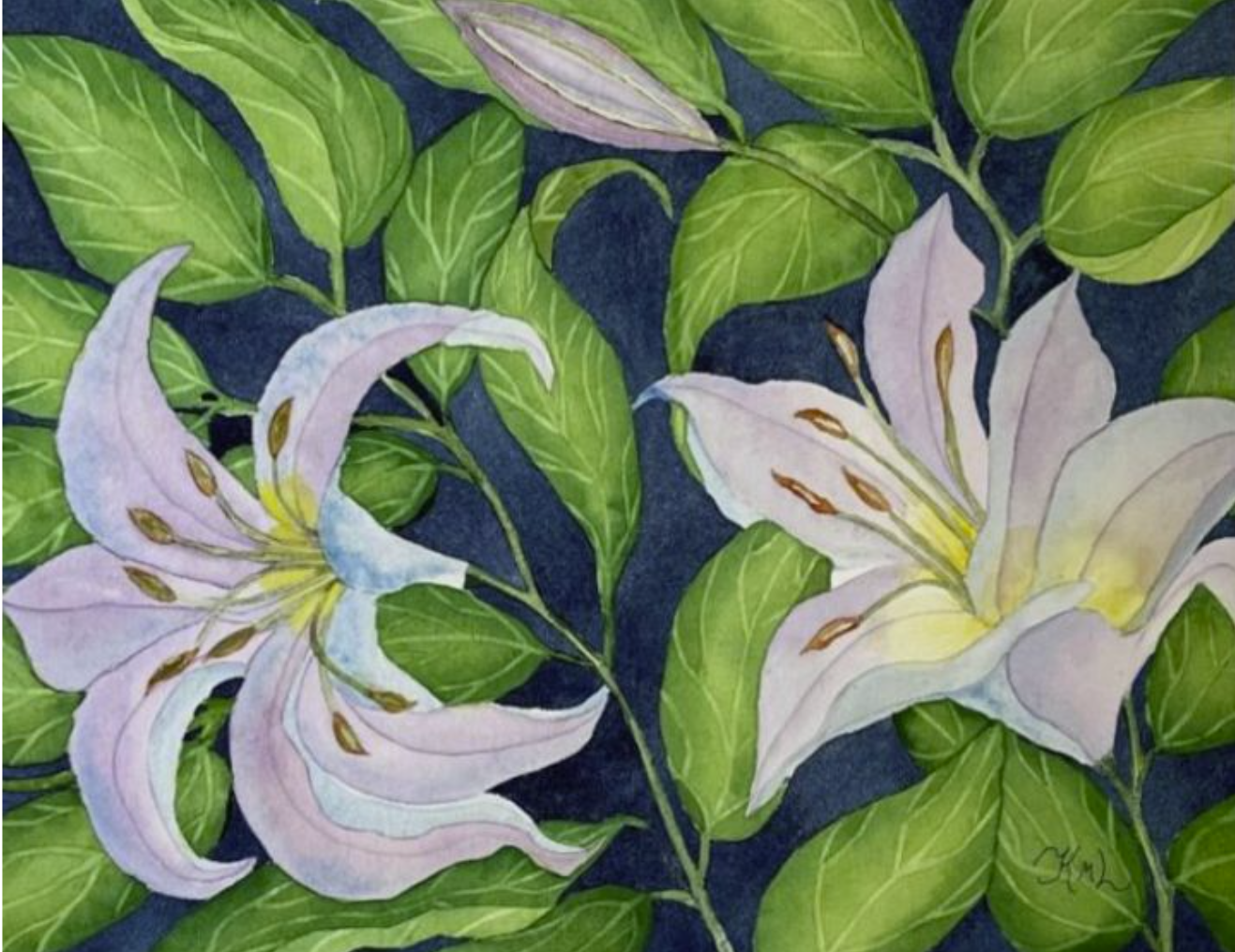 Painting Watercolor Flowers Lily Lavender Purple