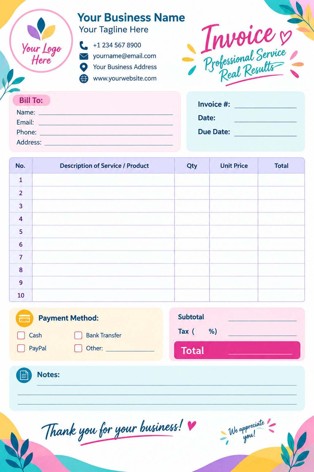 6-Page Invoice Template Bundle