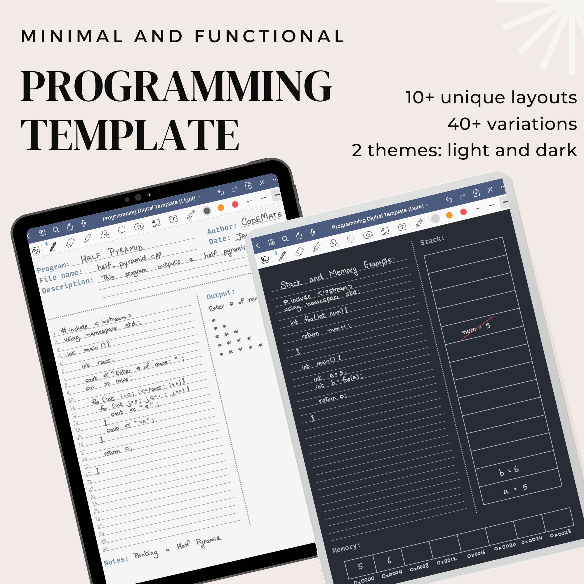 Coding/Programming Template Digital Notebook