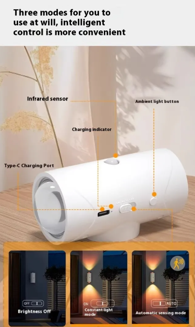 RGB Infrared Sensor Lamp Smart Rechargeable