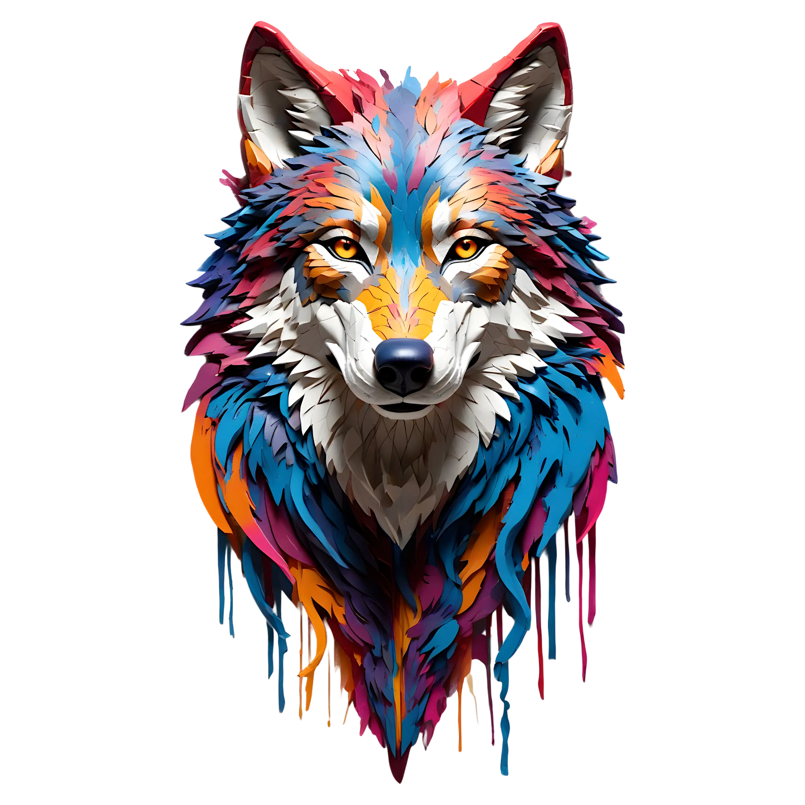 Colorful Drip Wolf T-Shirt image