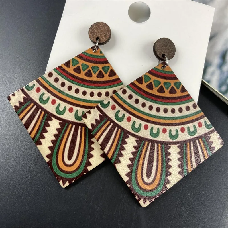 MEKIMI JEWELRY-Retro Rhombus Wood