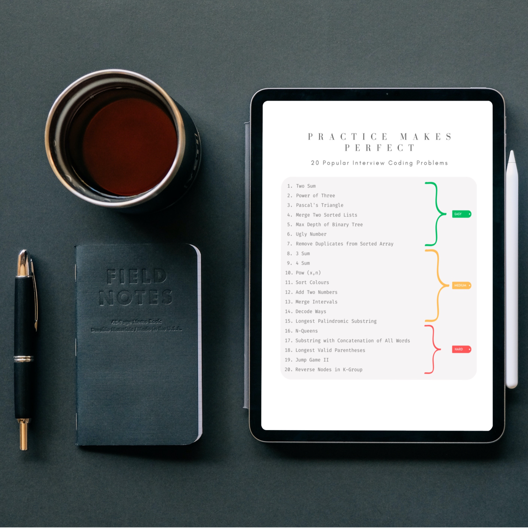 20 Coding Interview Problems Practice on Paper/PDF