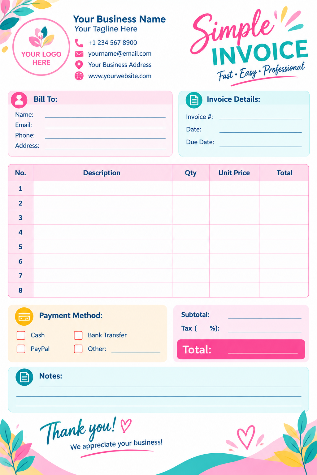 6-Page Invoice Template Bundle