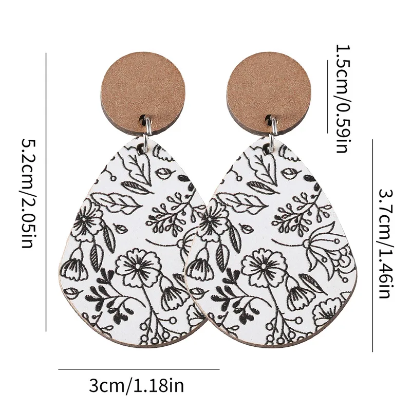 MEKIMI JEWELRY- Retro Style Flowers Wood