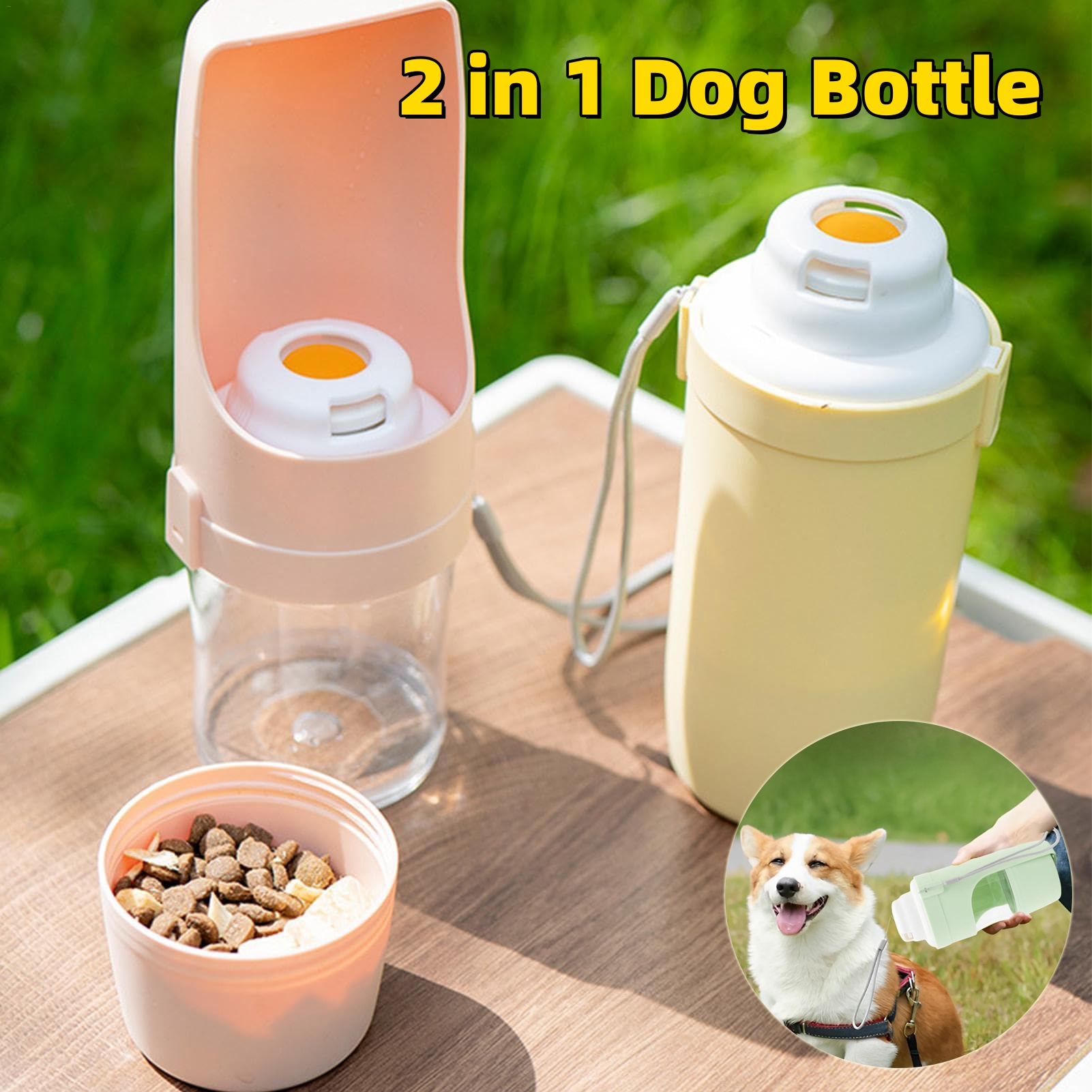 Premium 2-in-1 Dog Travel Water Bottle & Food