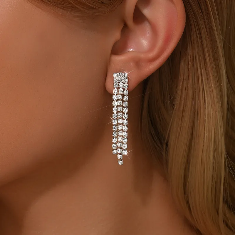 MEKIMI JEWELRY- Elegant Long Tassel Chain Earrings