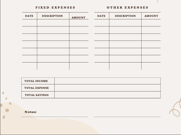 Printable Budget Planner Monthly Finance Tracker