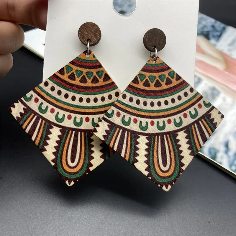 MEKIMI JEWELRY-Retro Rhombus Wood