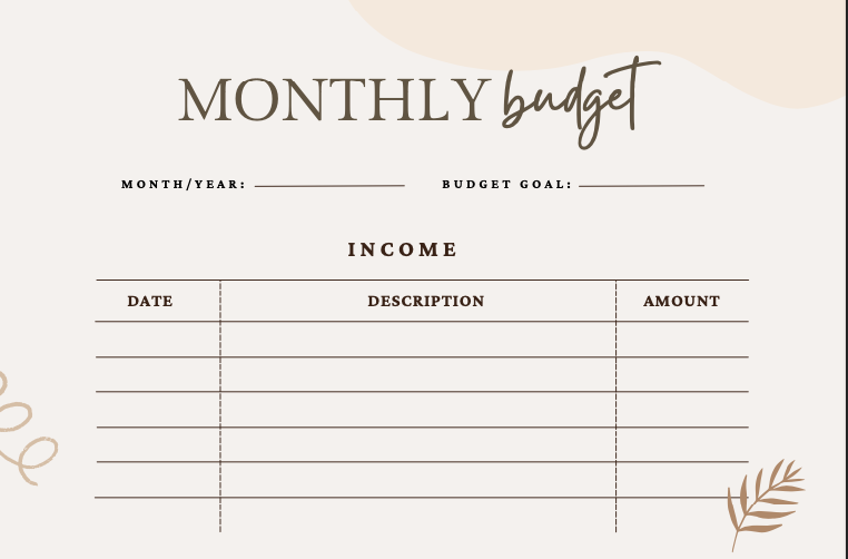 Printable Budget Planner Monthly Finance Tracker