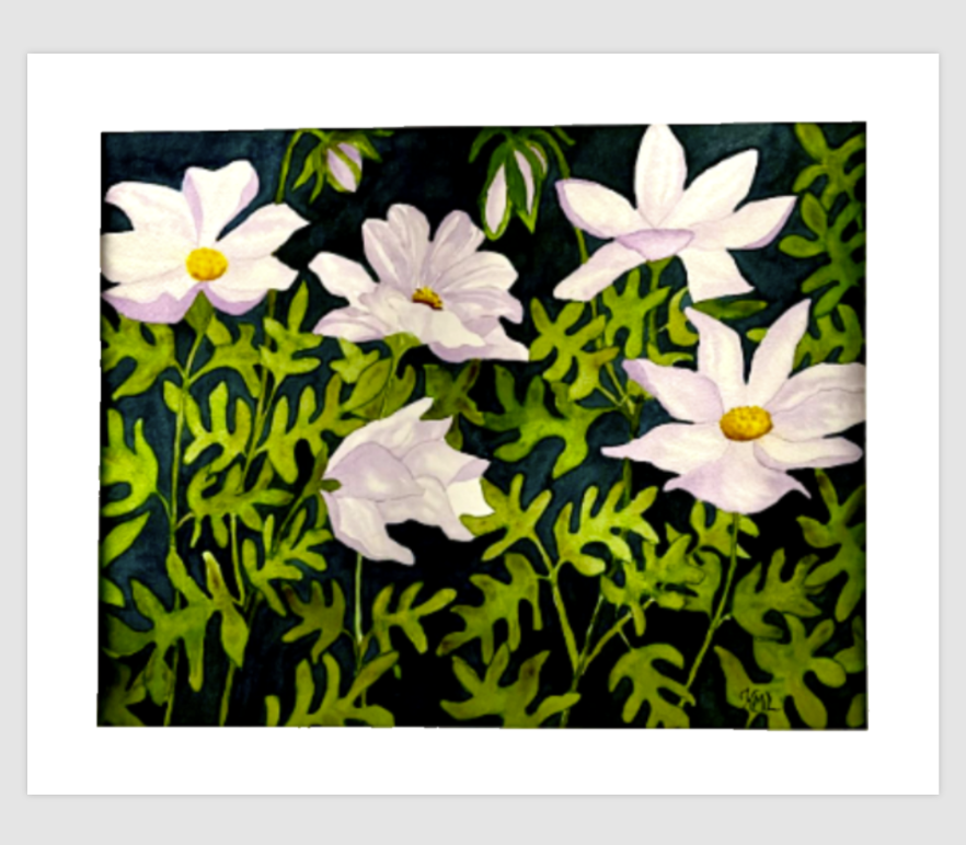 Painting Watercolor Flower Cosmos Lavender Purple