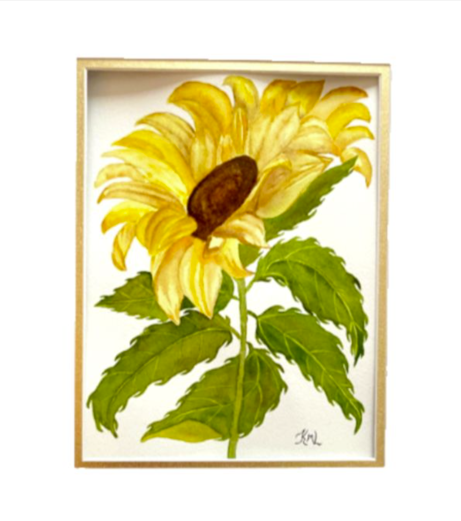 Painting Watercolor Flower Sunflower Yellow Brown