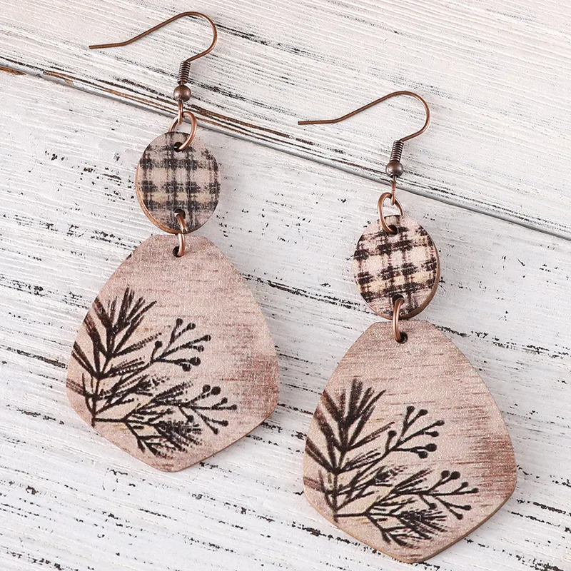 MEKIMI JEWELRY- Retro Style Leaves Wood