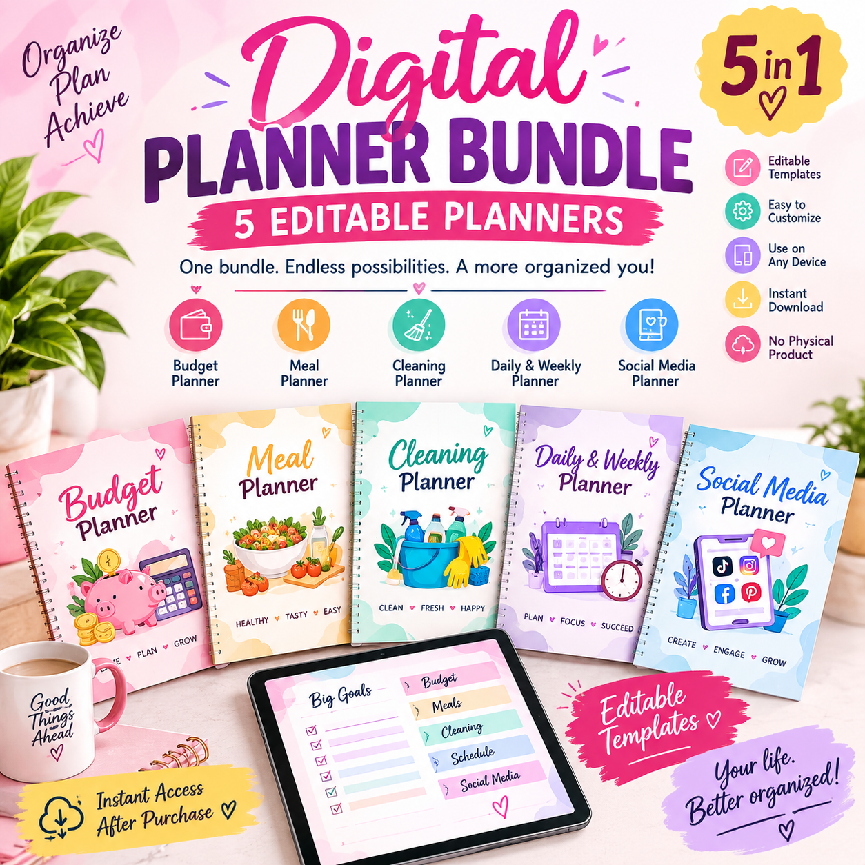 8-in-1 Editable Digital Template Bundle