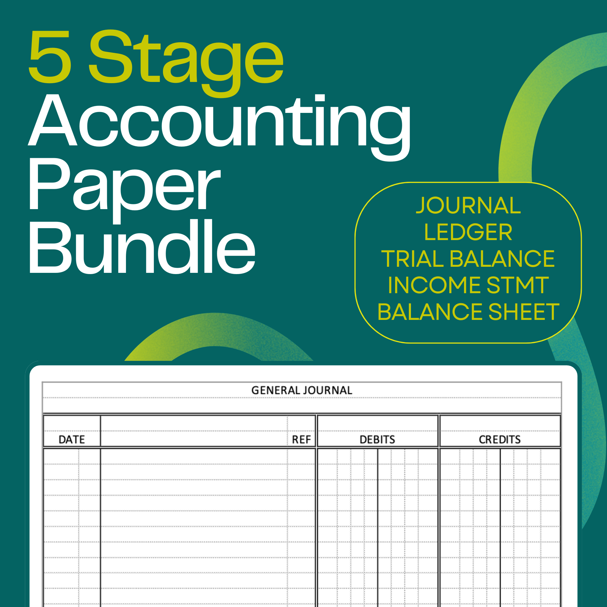 Accounting Bundle: Journal, Ledger, Balance Sheet