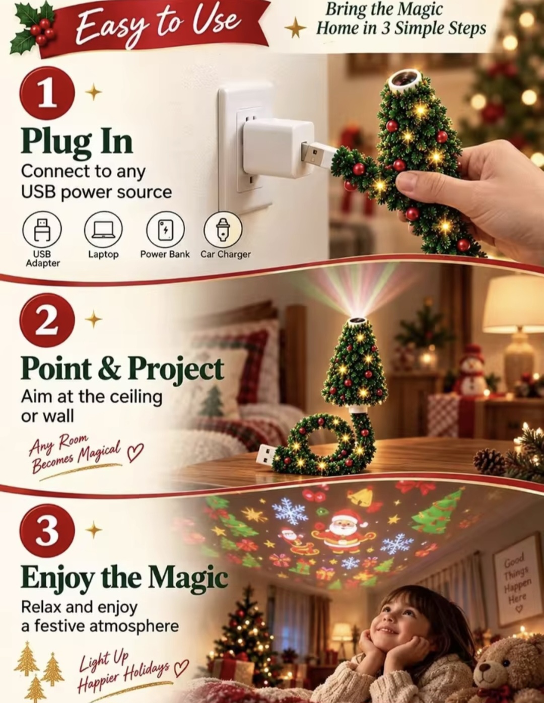 Christmas tree ceiling projector