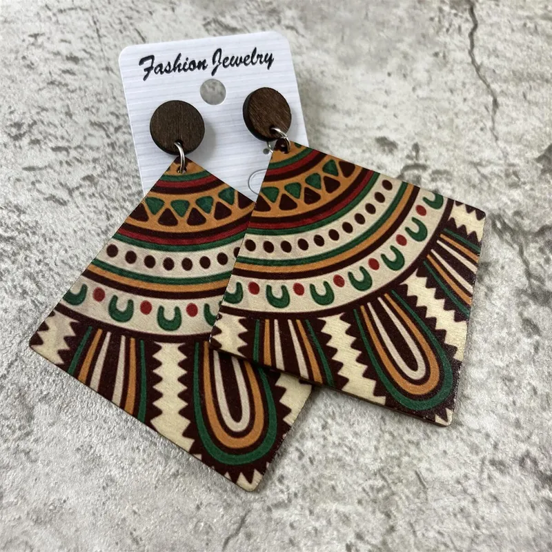 MEKIMI JEWELRY-Retro Rhombus Wood
