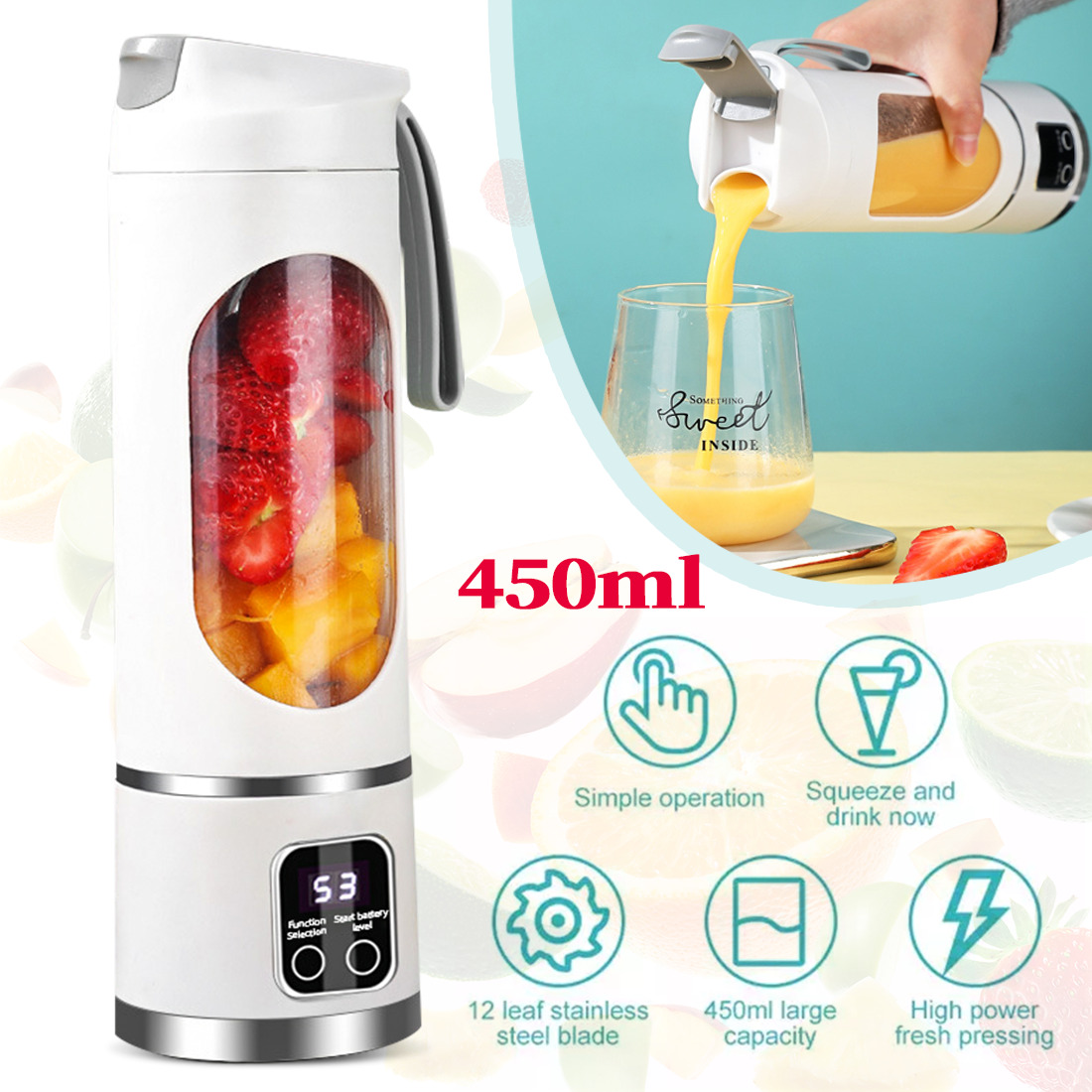 Portable USB Rechargeable Juicer Cup Electric