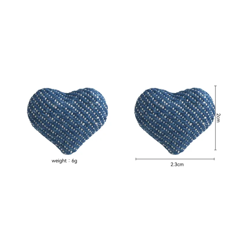 MEKIMI JEWELRY- Retro Denim Blue Heart  Earrings