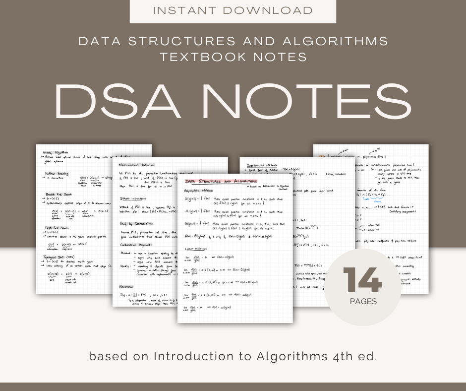 Data Structures and Algorithms Notes (14 pages)