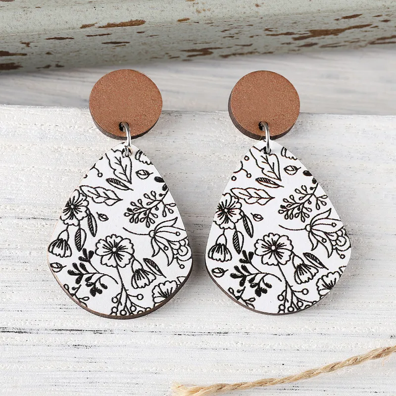 MEKIMI JEWELRY- Retro Style Flowers Wood