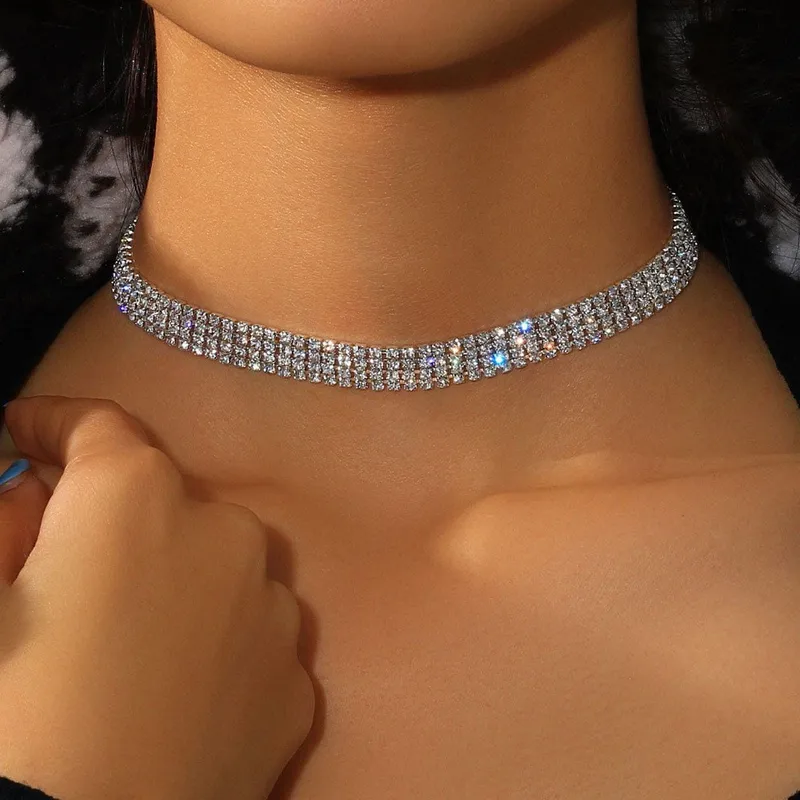 MEKIMI JEWELRY- Glam Geometric Rhinestones Choker