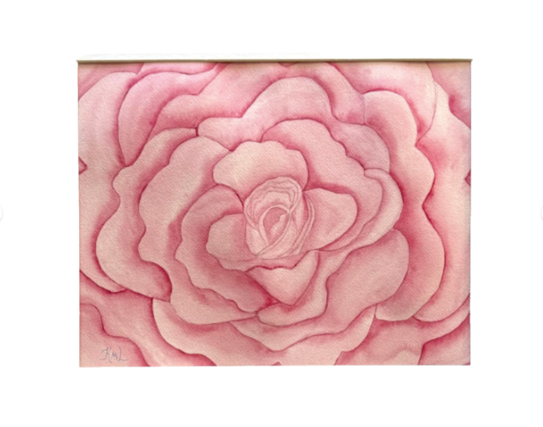 Painting Watercolor Flower Rose Pink and Mat