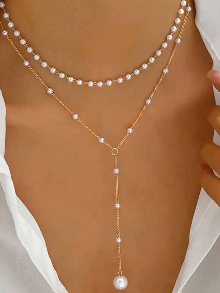 Pearl Double Layer Twin Pearl Necklace
