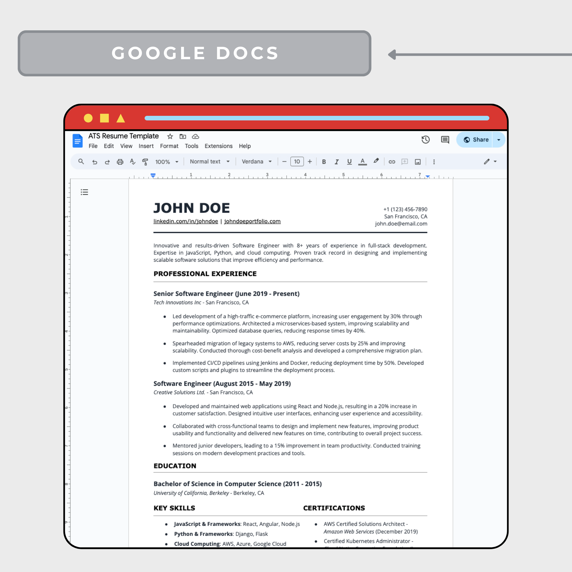 ATS Optimized Resume Template