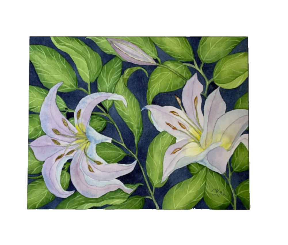 Painting Watercolor Flowers Lily Lavender Purple