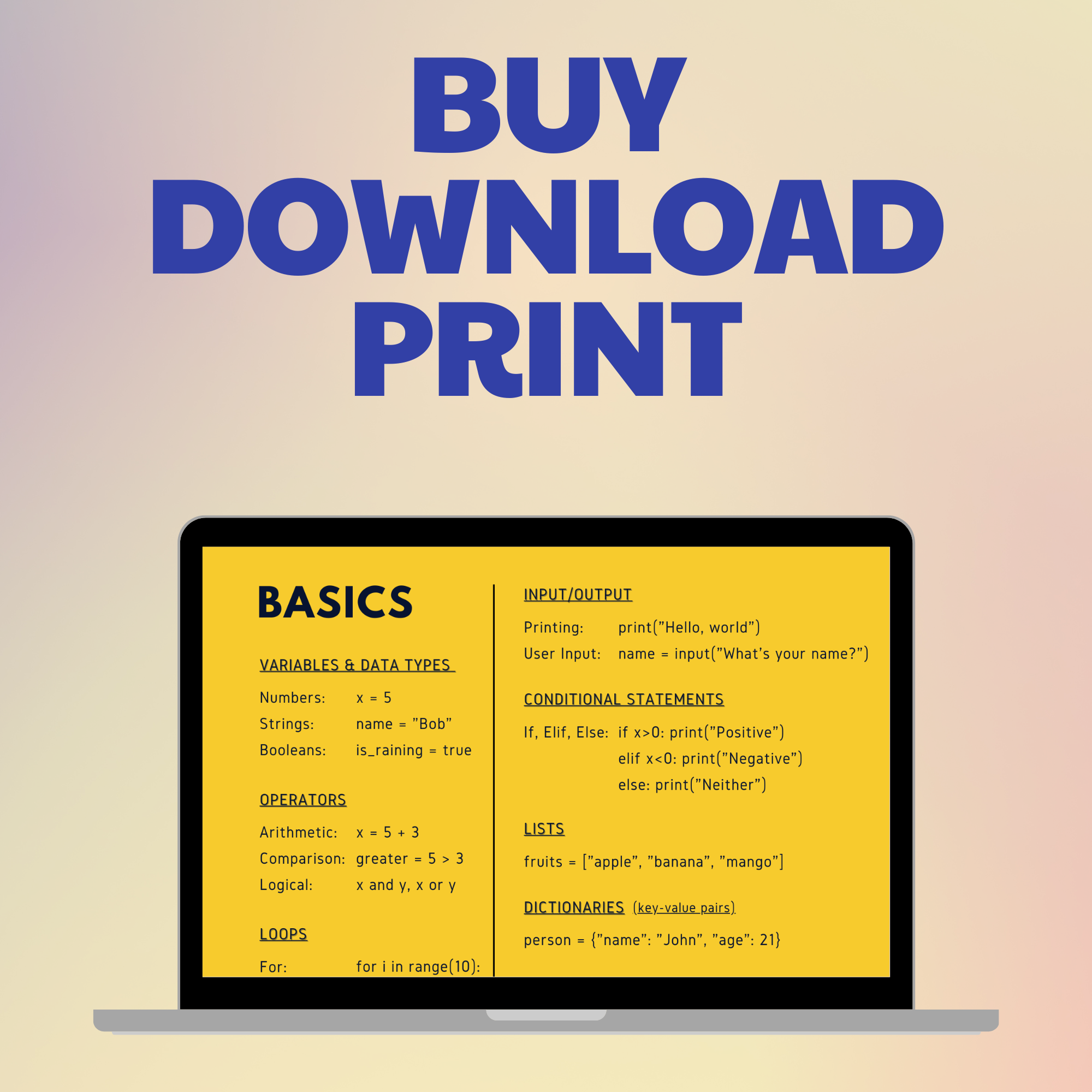 Beginner Python Programming Cheat Sheet