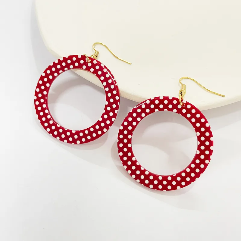 MEKIMI JEWELRY- Red Earrings With Polka Dot