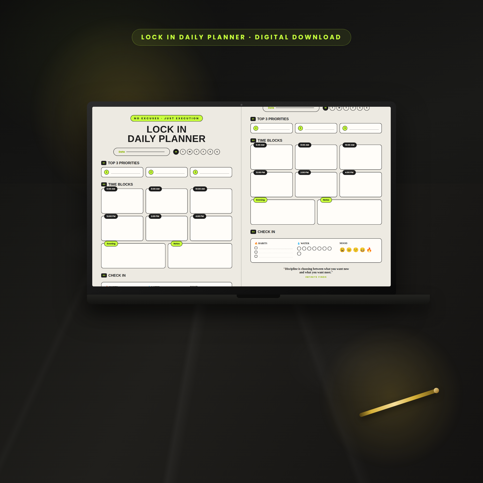 Lock in planner 2026 editable Canva template+PDF