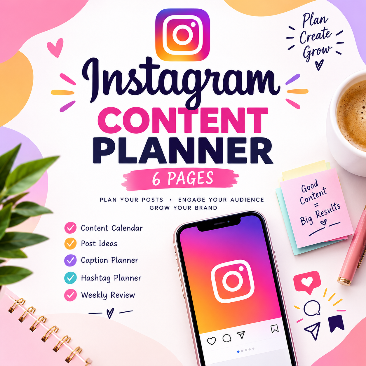 Instagram Content Planner – 6 Pages
