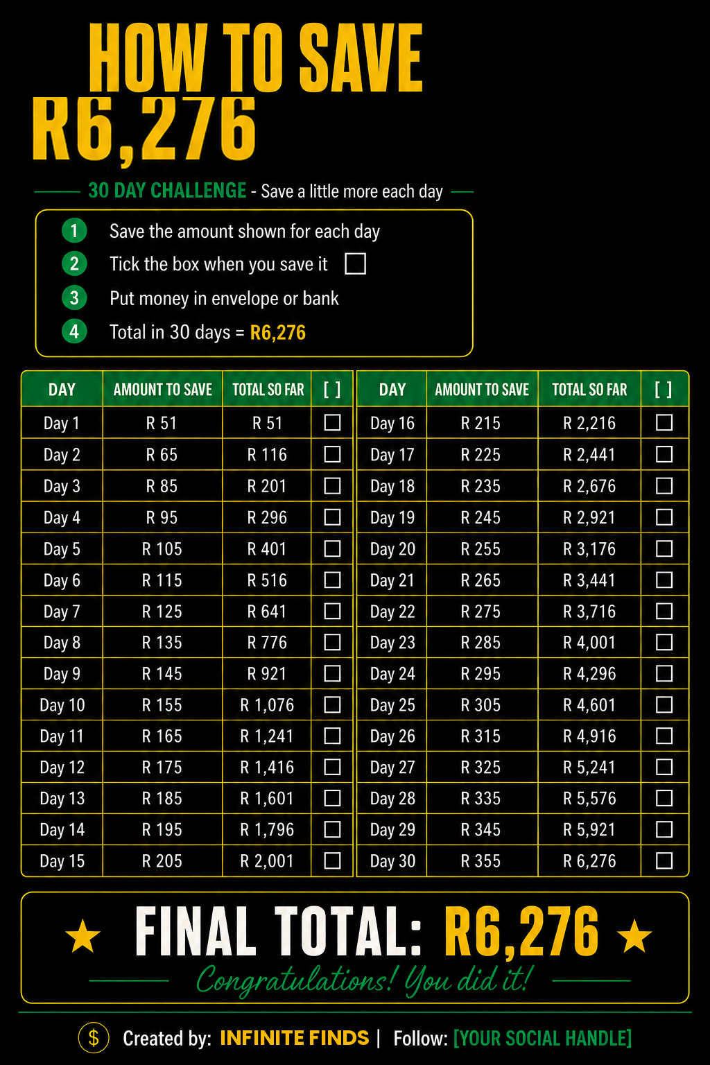 30-day saving challenge planner