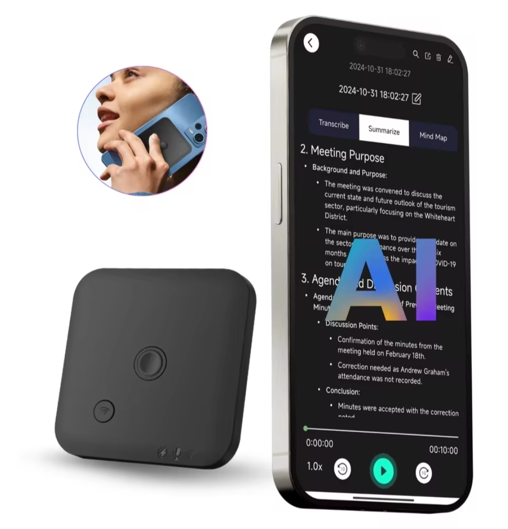 AI Voice Recorder 64GB with Speech-to-Text