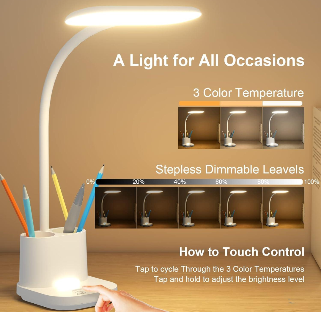 Rechargeable 3-color LED desk lamp