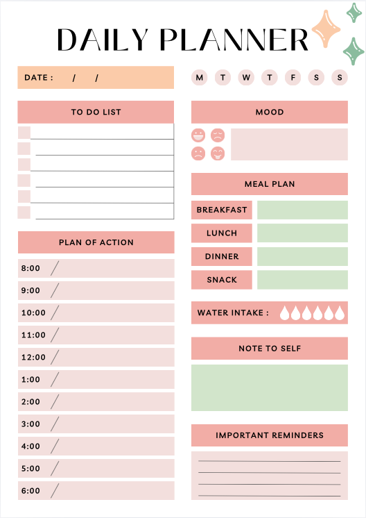 Elegant Printable  Daily Planner