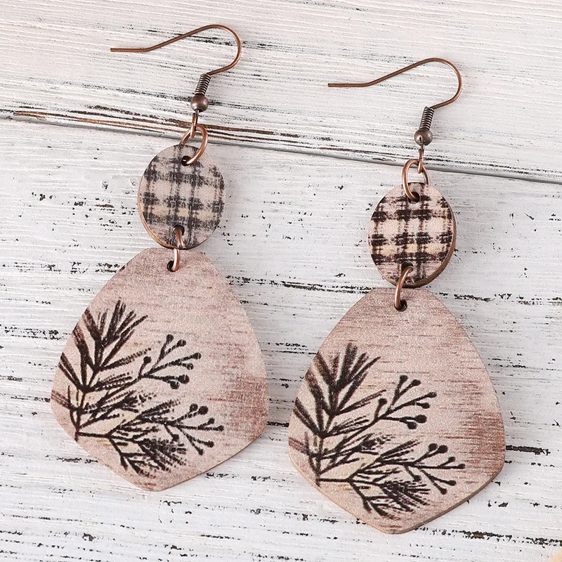 MEKIMI JEWELRY- Retro Style Leaves Wood