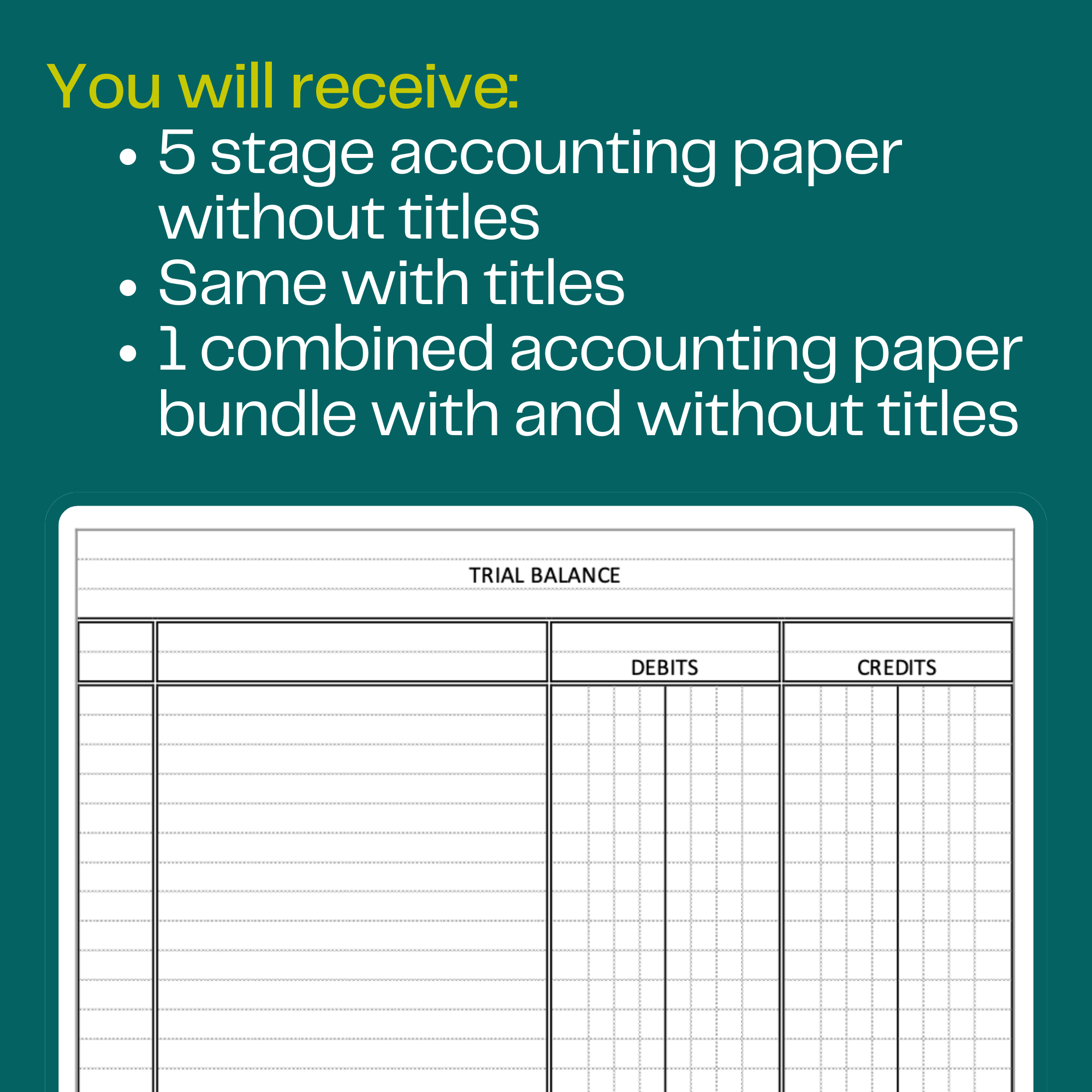 Accounting Bundle: Journal, Ledger, Balance Sheet