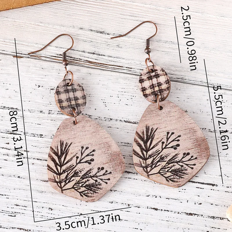 MEKIMI JEWELRY- Retro Style Leaves Wood